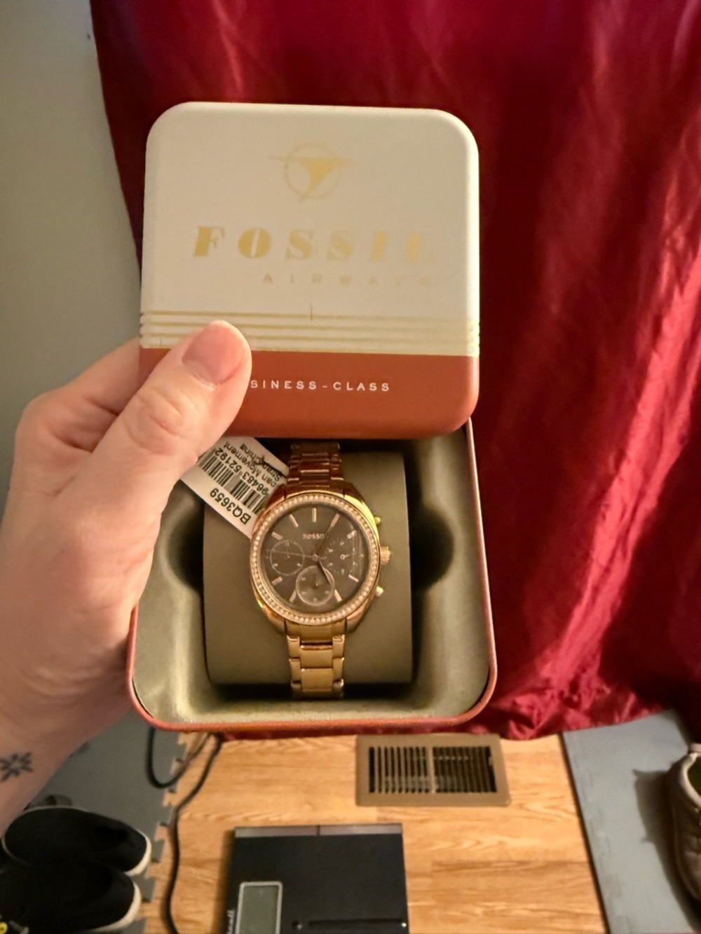 Fossil Rose Gold Men's Chronograph Bracelet Watch with Dark Dial